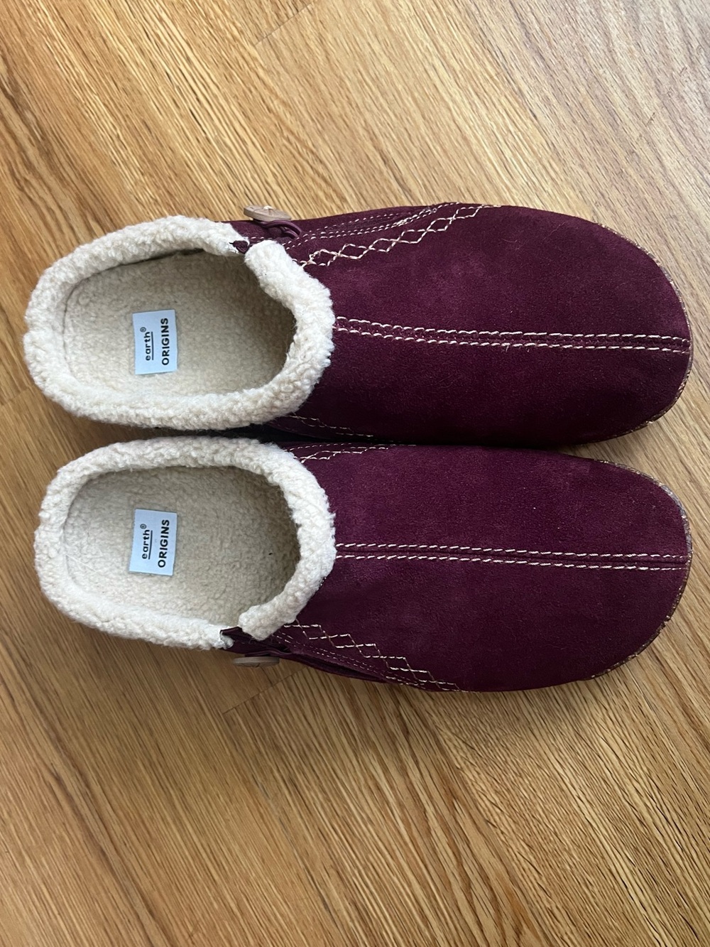 Women's Earth Origins Aurora Johanna Mule Slippers Shoes Maroon Suede 9.5 W New